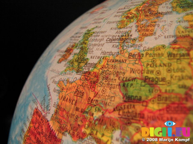 SX00065 Close up globe Western Europe France, Benelux